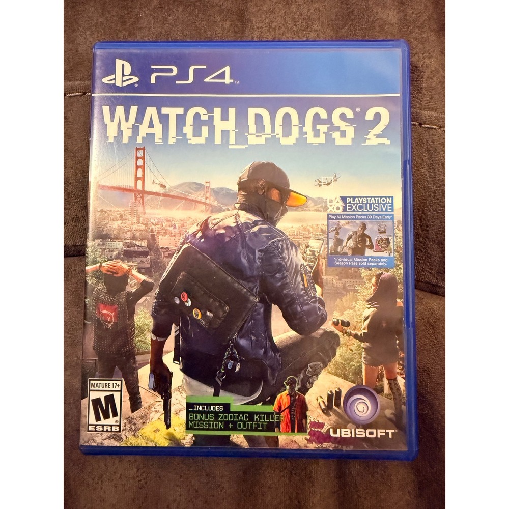 Watch Dogs 2 Sony PlayStation 4 PS4 Action Adventure Game Ubisoft 2016 Disc Case